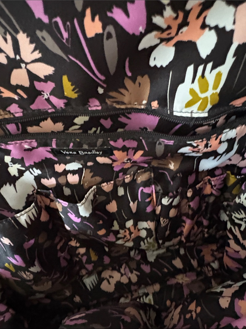 Vera Bradley Black Wheeled Backpack with Floral Interior - Picture 7 of 14